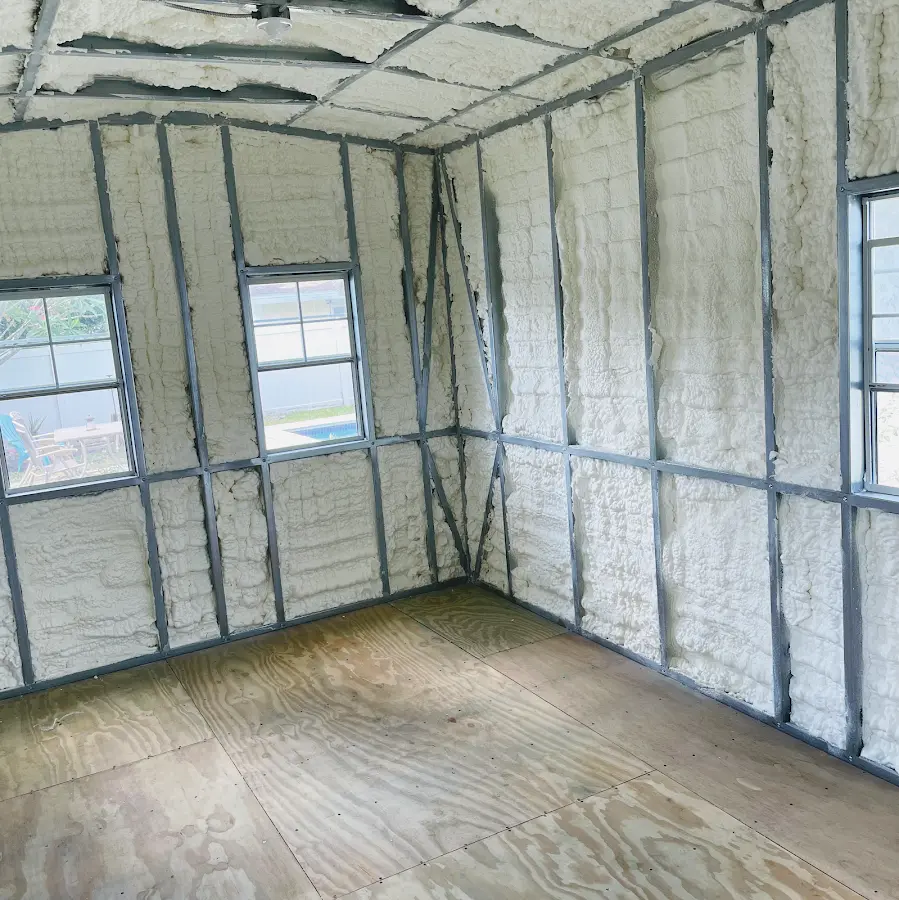 Closed-cell spray foam insulation applied to wall cavities in a residential project in Bryans Road